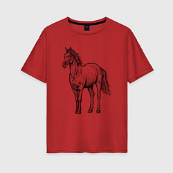 Женская футболка оверсайз Лошадь стоит