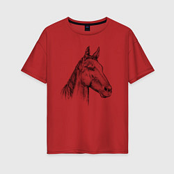 Женская футболка оверсайз Голова коня
