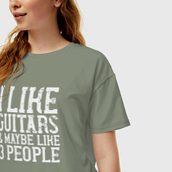 Футболка оверсайз женская Люблю гитары и трёх людей, цвет: авокадо — фото 2
