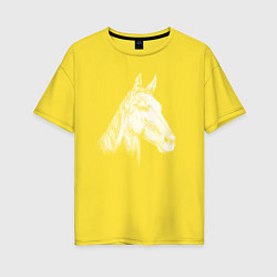 Футболка оверсайз женская Голова белой лошади, цвет: желтый