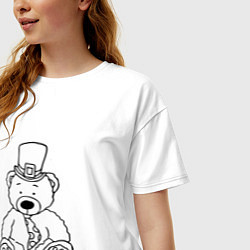 Футболка оверсайз женская Плюшевый мишка лепрекон - раскраска, цвет: белый — фото 2