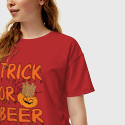 Футболка оверсайз женская Trick or beer, цвет: красный — фото 2