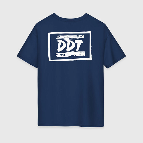 Женская футболка оверсайз DDT - Юрий Шевчук / Тёмно-синий – фото 2