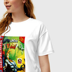 Футболка оверсайз женская Earth worm jim cover, цвет: белый — фото 2