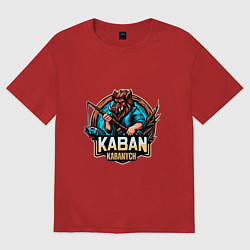 Женская футболка оверсайз Кабан рыбак