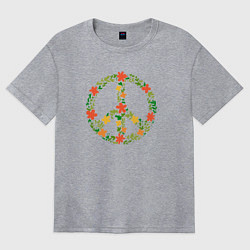 Женская футболка оверсайз Хиппи Пацифик цветочный оранжево желтый