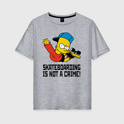 Женская футболка оверсайз Барт Симпсон скейтбордист