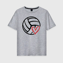 Женская футболка оверсайз Heart volleyball