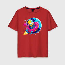 Женская футболка оверсайз Барт Симпсон на ракете-пончике - нейросеть