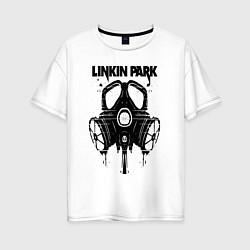 Футболка оверсайз женская Linkin Park - gas mask, цвет: белый