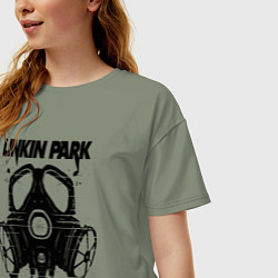 Футболка оверсайз женская Linkin Park - gas mask, цвет: авокадо — фото 2