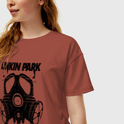 Футболка оверсайз женская Linkin Park - gas mask, цвет: кирпичный — фото 2