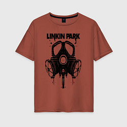 Футболка оверсайз женская Linkin Park - gas mask, цвет: кирпичный