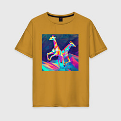 Женская футболка оверсайз Жирафы кубизм