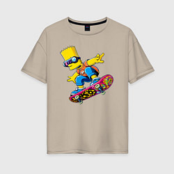 Женская футболка оверсайз Bart Simpson on a skateboard - extreme