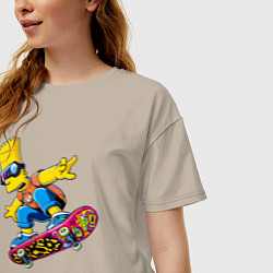 Футболка оверсайз женская Bart Simpson on a skateboard - extreme, цвет: миндальный — фото 2