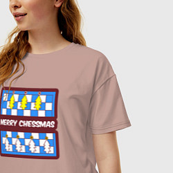Футболка оверсайз женская Merry chessmas, цвет: пыльно-розовый — фото 2