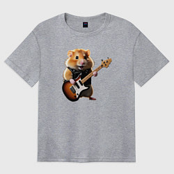 Женская футболка оверсайз Хомяк-певец