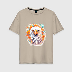Женская футболка оверсайз Орел в цветах