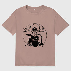 Женская футболка оверсайз Vitruvian six hand drummer