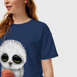Футболка оверсайз женская Сова баскетболист, цвет: тёмно-синий — фото 2