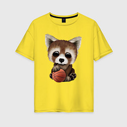 Женская футболка оверсайз Красная панда баскетболист