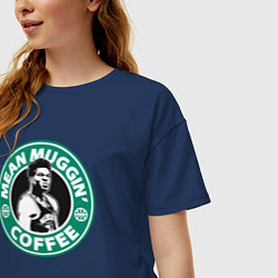 Футболка оверсайз женская Mean muggin coffee, цвет: тёмно-синий — фото 2