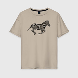 Женская футболка оверсайз Профиль скачущей зебры