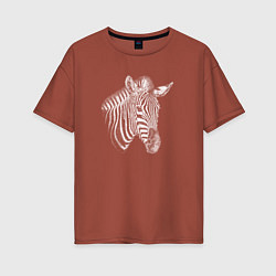 Женская футболка оверсайз Гравюра голова зебры