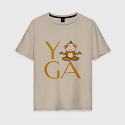 Женская футболка оверсайз Йога - обезьяна