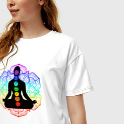 Футболка оверсайз женская Символ йоги - символы чакры, цвет: белый — фото 2