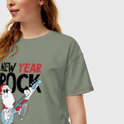 Футболка оверсайз женская New year - rock, цвет: авокадо — фото 2