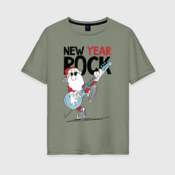 Женская футболка оверсайз New year - rock