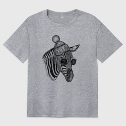 Женская футболка оверсайз Зебра хипстер