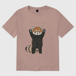 Футболка оверсайз женская Im big and scary красная панда, цвет: пыльно-розовый