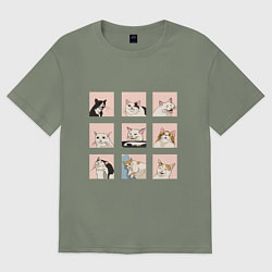 Женская футболка оверсайз Мемные коты