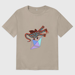 Женская футболка оверсайз Дракон с монетой Эфириума