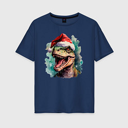 Женская футболка оверсайз Новогодний тираннозавр