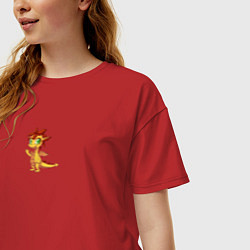 Футболка оверсайз женская Дракон символ 2024, цвет: красный — фото 2