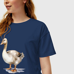 Футболка оверсайз женская Серый гусь, цвет: тёмно-синий — фото 2
