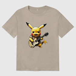 Женская футболка оверсайз Поющий Пикачу