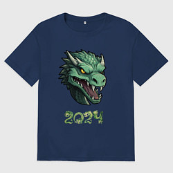 Футболка оверсайз женская Красивый дракон 2024, цвет: тёмно-синий