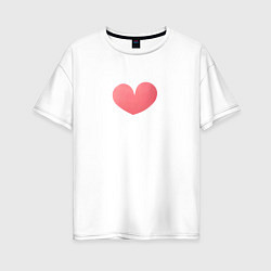 Женская футболка оверсайз Акварельное нежно-розовое сердце