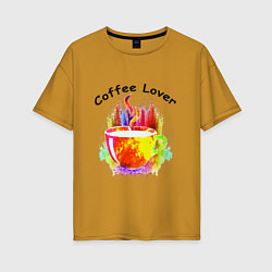 Женская футболка оверсайз Люблю пить кофе