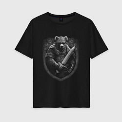 Женская футболка оверсайз Русский богатырь медведь