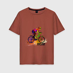 Женская футболка оверсайз Велосипедист спортсмен