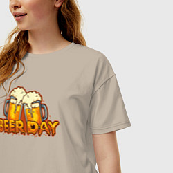 Футболка оверсайз женская Beer day, цвет: миндальный — фото 2