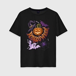 Женская футболка оверсайз Хеллоуин колдовская тыква
