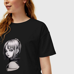Футболка оверсайз женская Аниме девушка в ракурсе, цвет: черный — фото 2