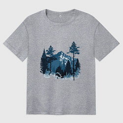 Женская футболка оверсайз Графика горный пейзаж